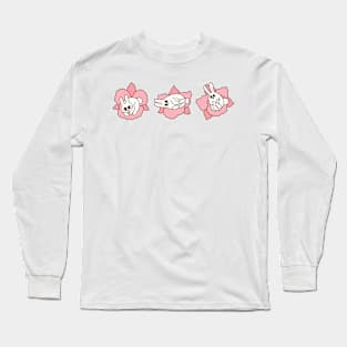 Bunnies and orchid flowers Long Sleeve T-Shirt